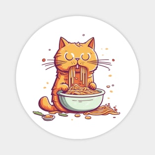 cat eating spaghetti meme Magnet